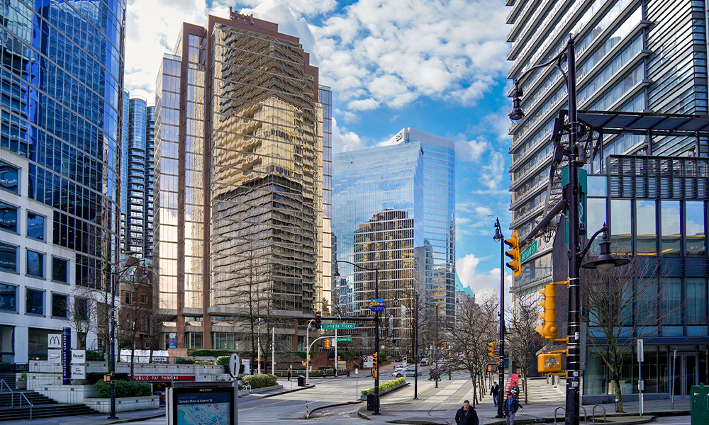 Downtown cityscape of Vancouver, Canada.