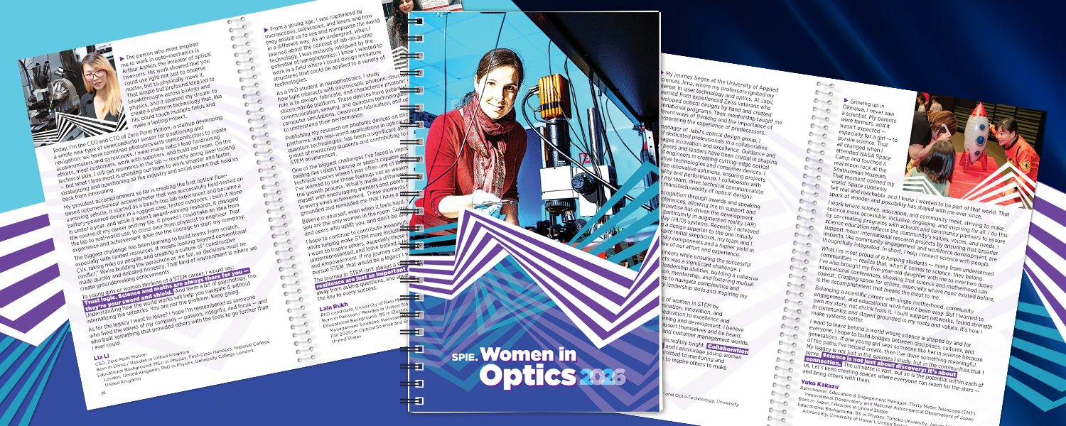 2026 Women in Optics notebook cover and inside pages