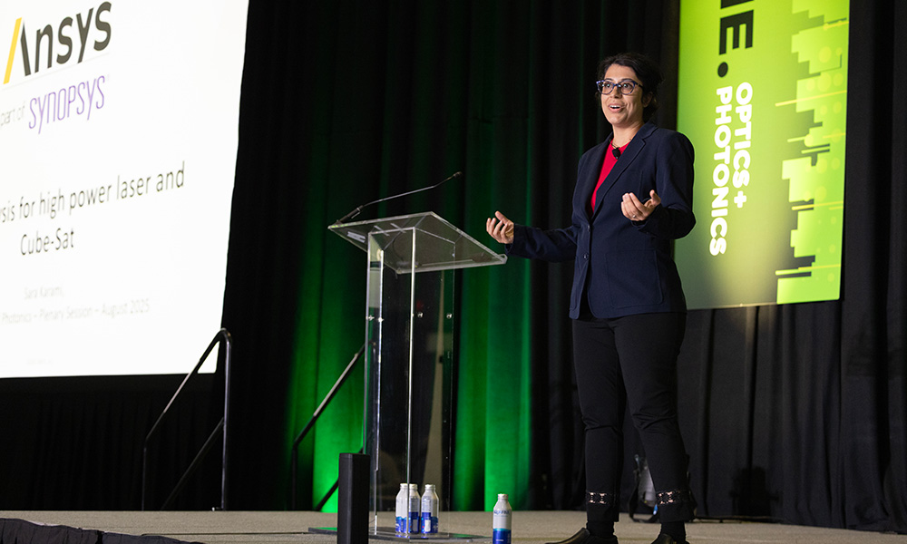 Plenary speaker Sara Karami of Ansys Inc, discusses structural thermal optical performance (STOP) analysis for high- power lasers and cube satellites at SPIE Optics + Photonics 2025