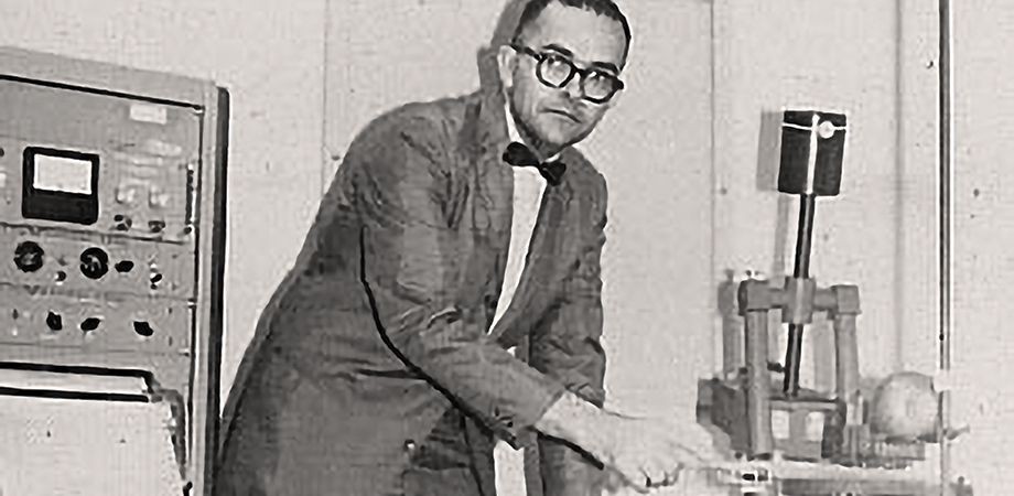 William H. Oldendorf with his prototype CT scanning device.