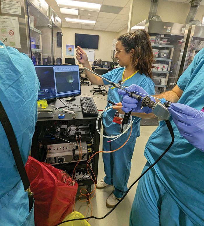 The falloposcope was developed by Jennifer Barton and colleagues at the University of Arizona
