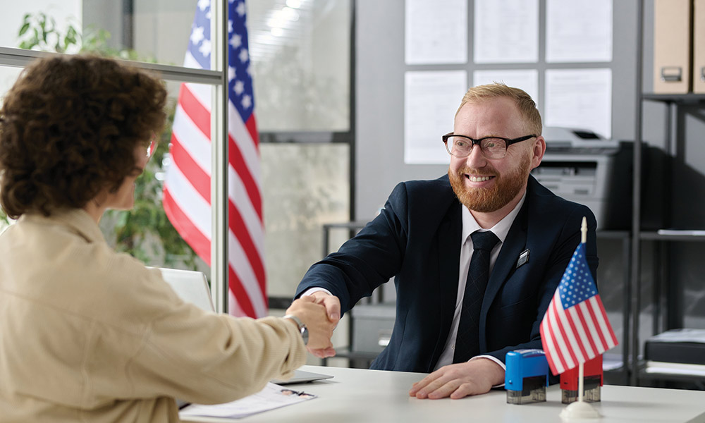 immigration lawyer and client
