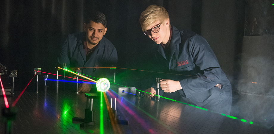 Two laser technicians in the lab.
