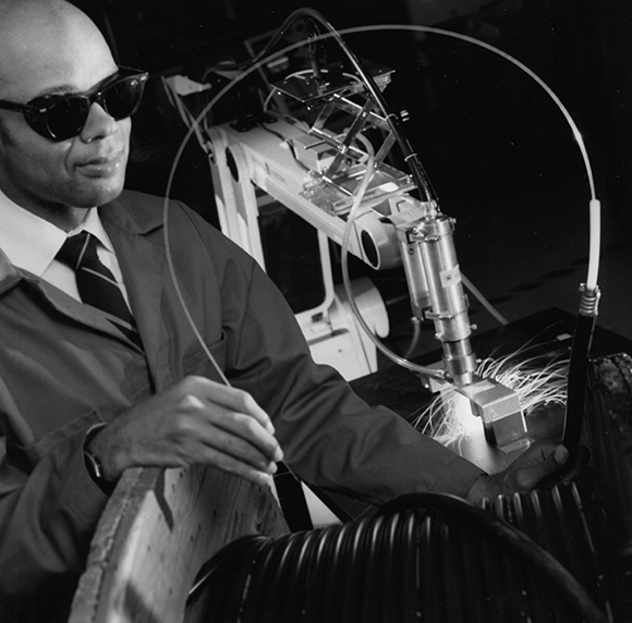 Marshall Jones with laser robot